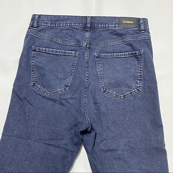 Express Mom Jean Size 8 Black Washed Stretch Cropped Raw Hem Denim - Picture 6 of 14